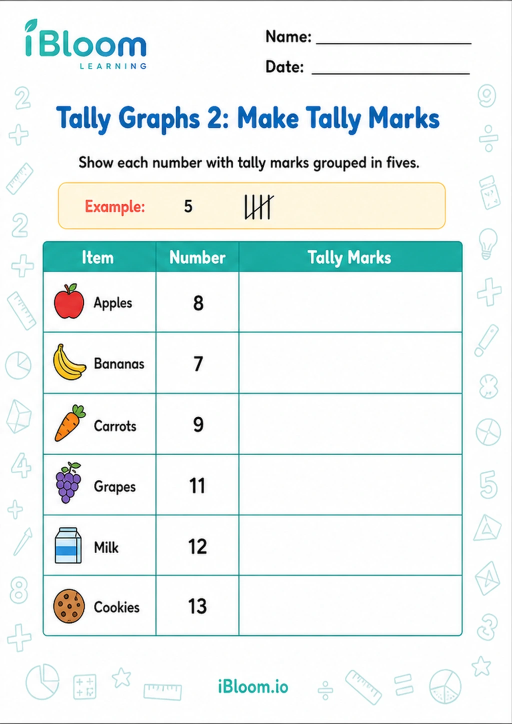 Preview page 1 of Tally Graphs 2: Make Tally Marks