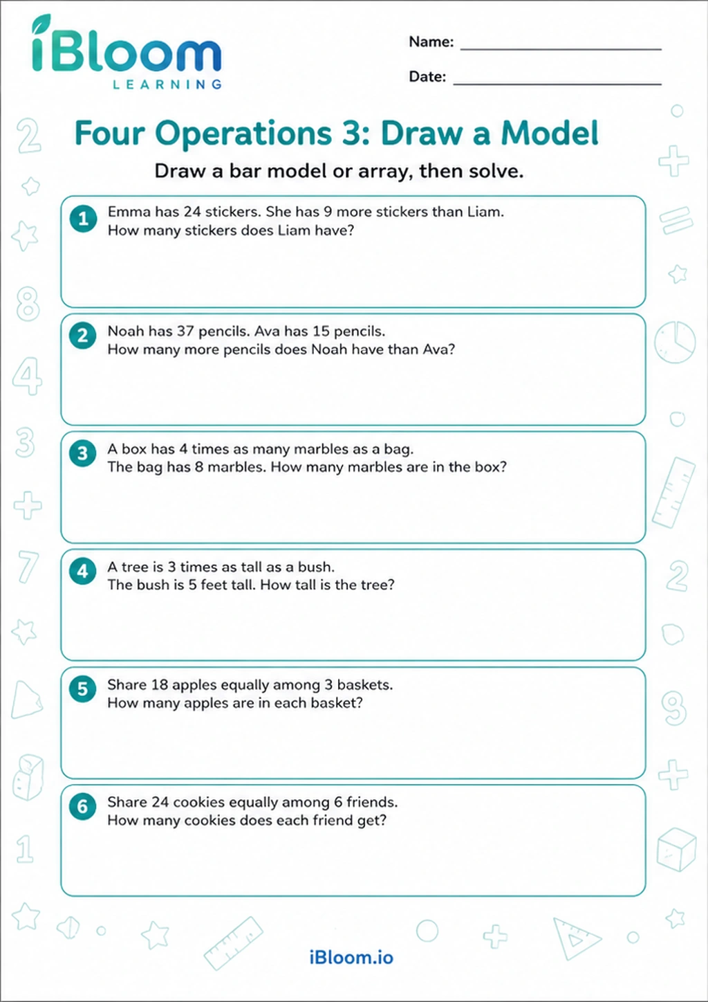 Preview page 1 of Four Operations 3: Draw a Model