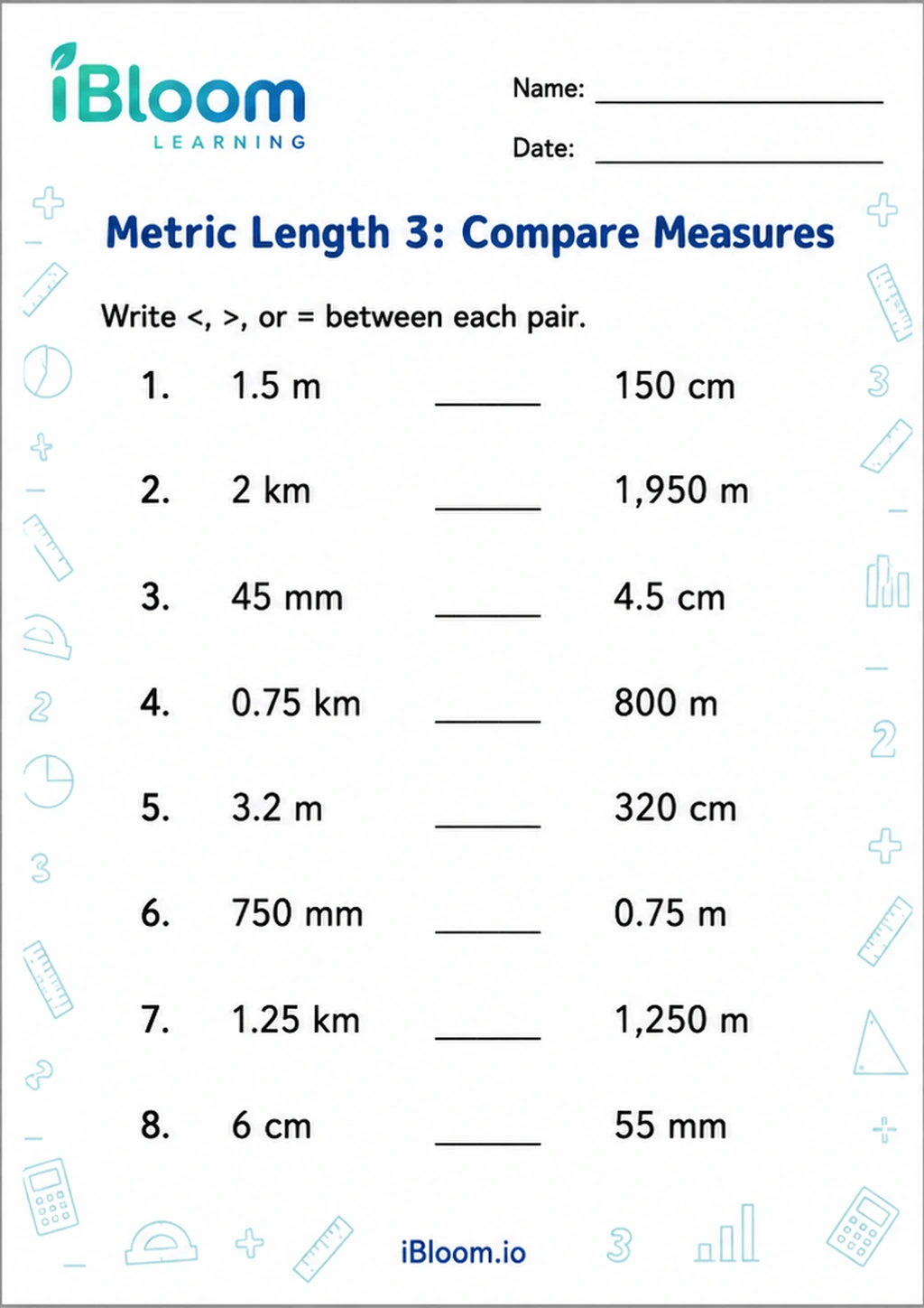 Preview page 1 of Metric Length 3: Compare Measures