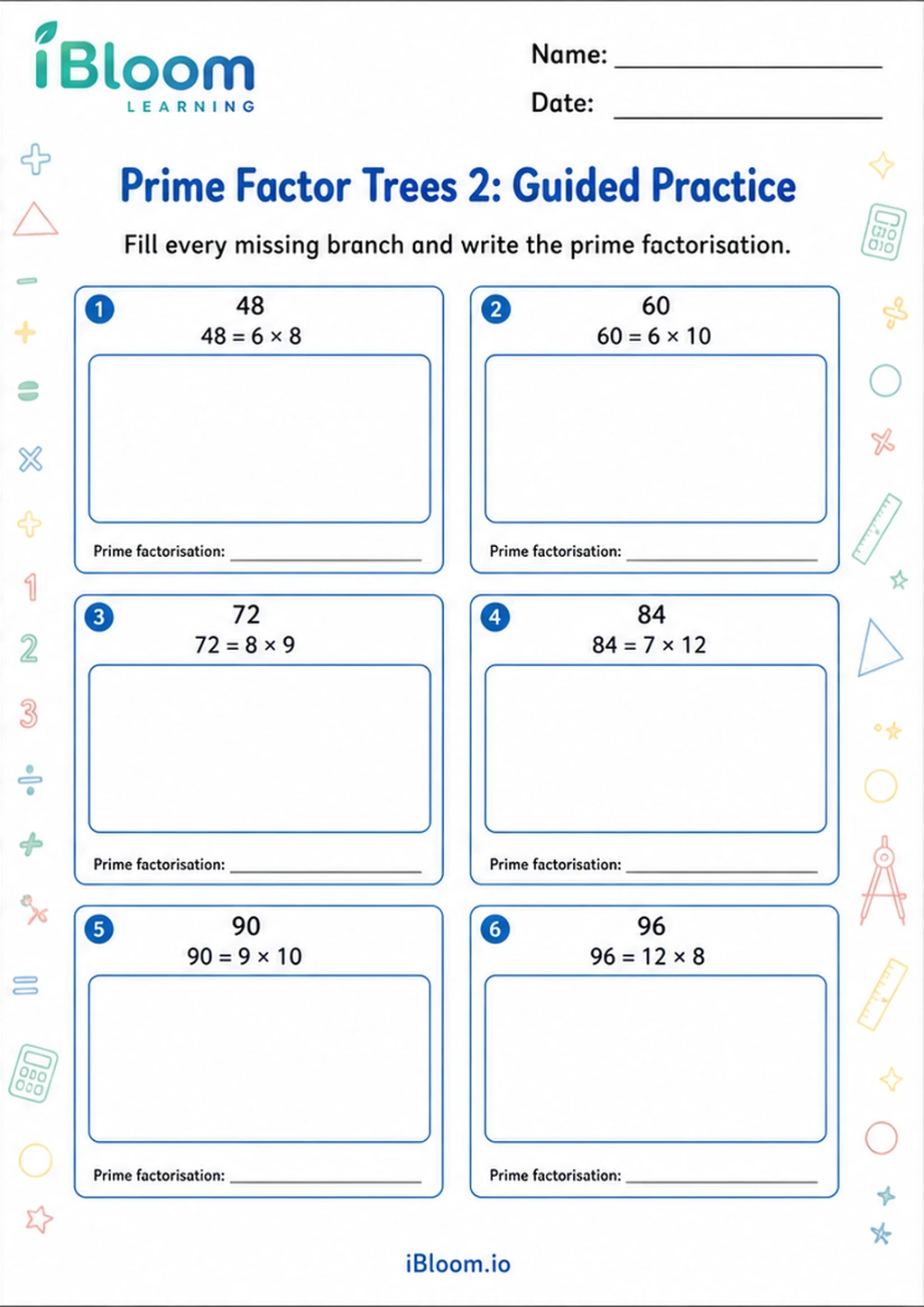 Preview page 1 of Prime Factor Trees 2: Guided Practice