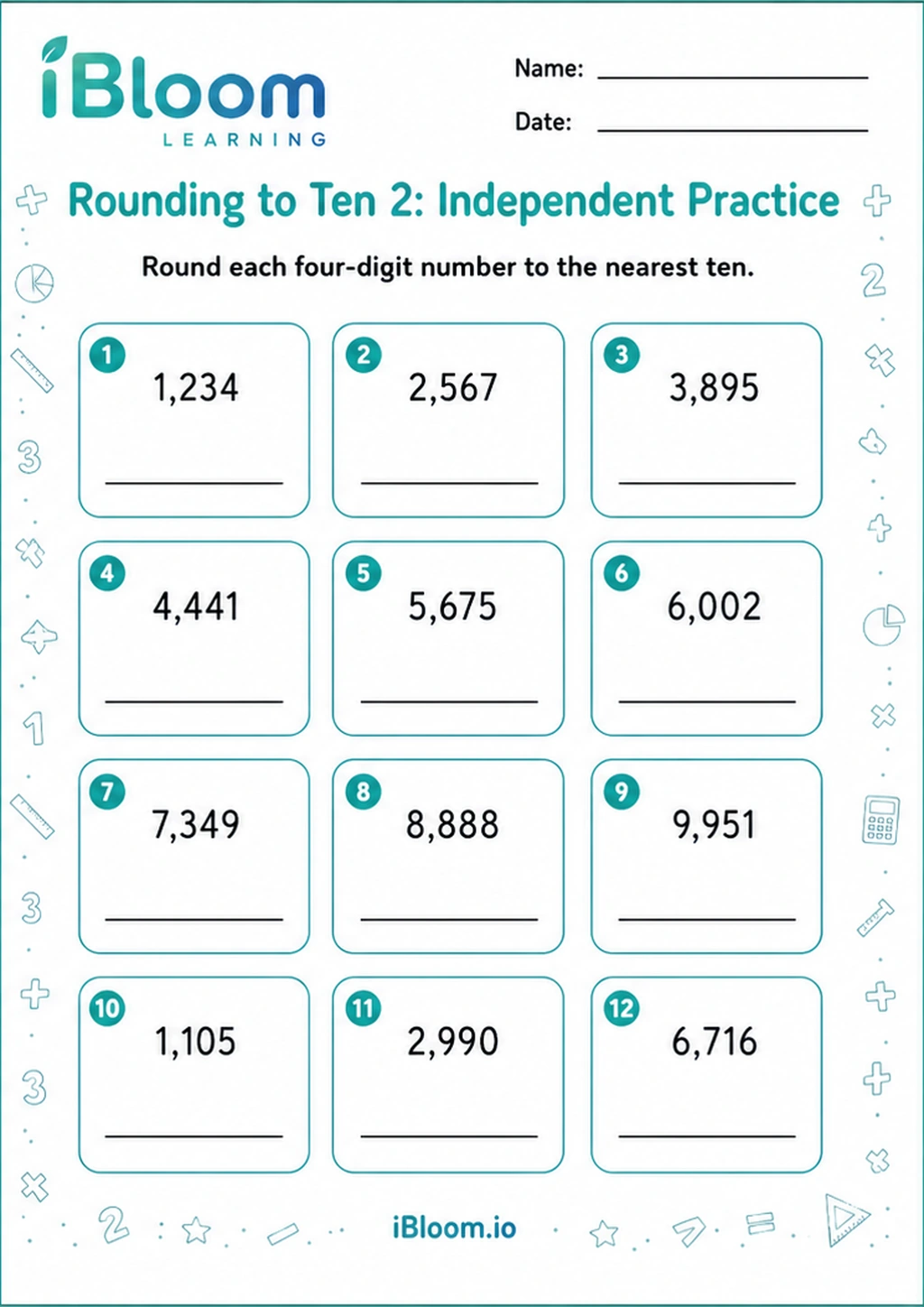 Preview of Rounding to Ten 2: Independent Practice worksheet