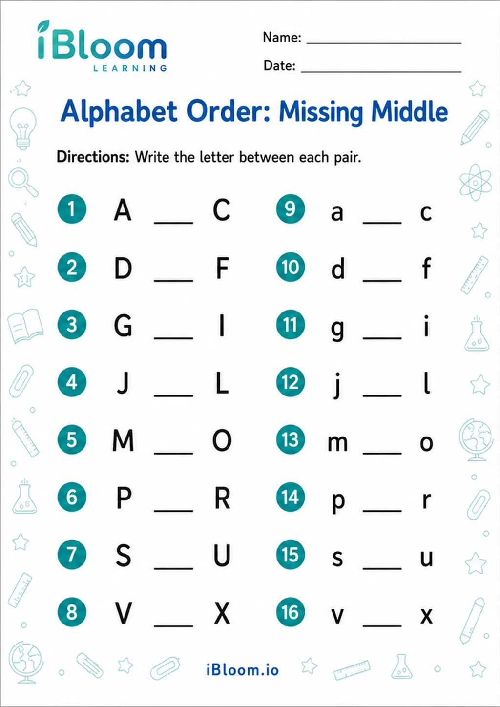 Preview page 1 of Alphabet Order: Missing Middle