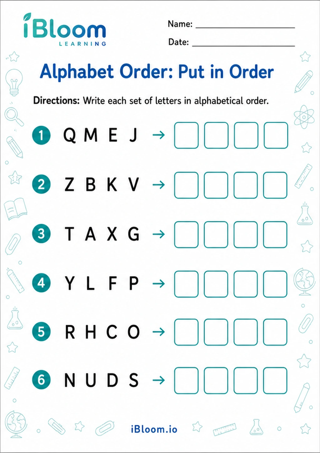 Preview page 1 of Alphabet Order: Put in Order
