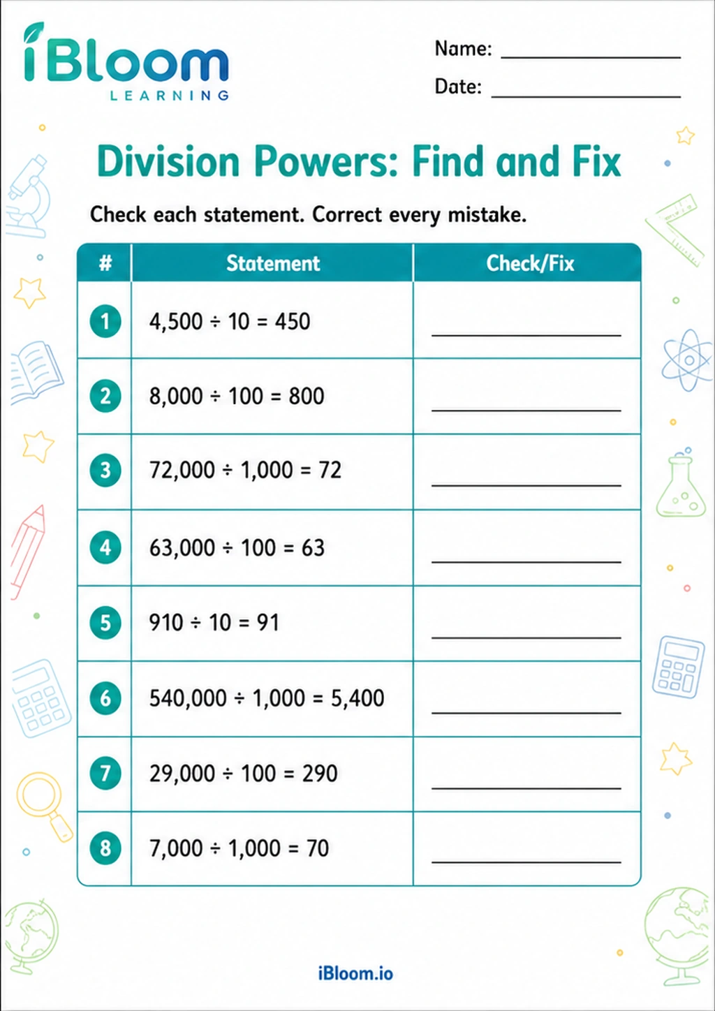 Preview page 1 of Division Powers: Find and Fix