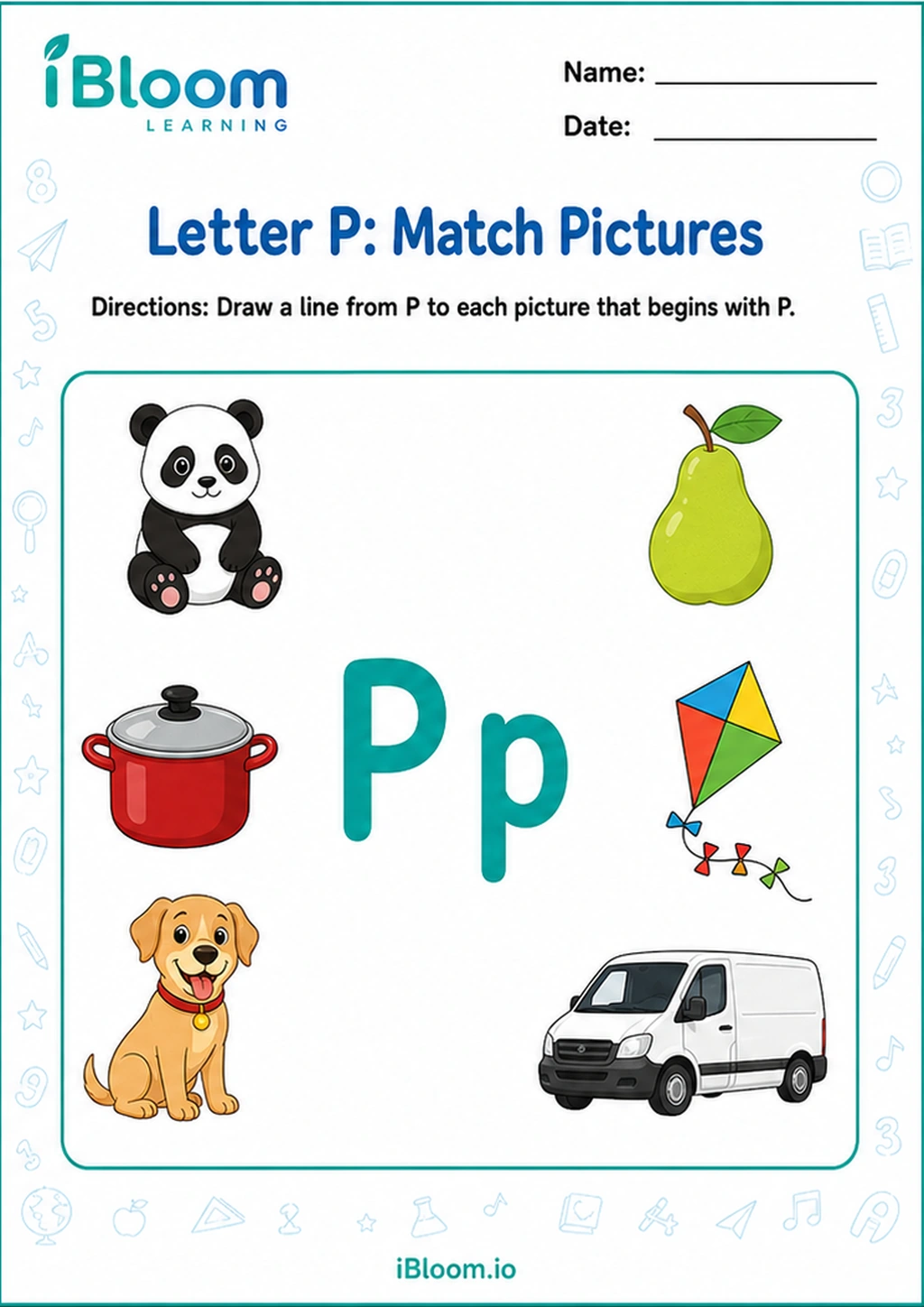 Preview of Letter P: Match Pictures worksheet