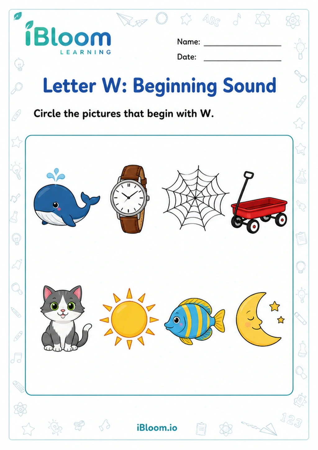 Preview page 1 of Letter W: Beginning Sound