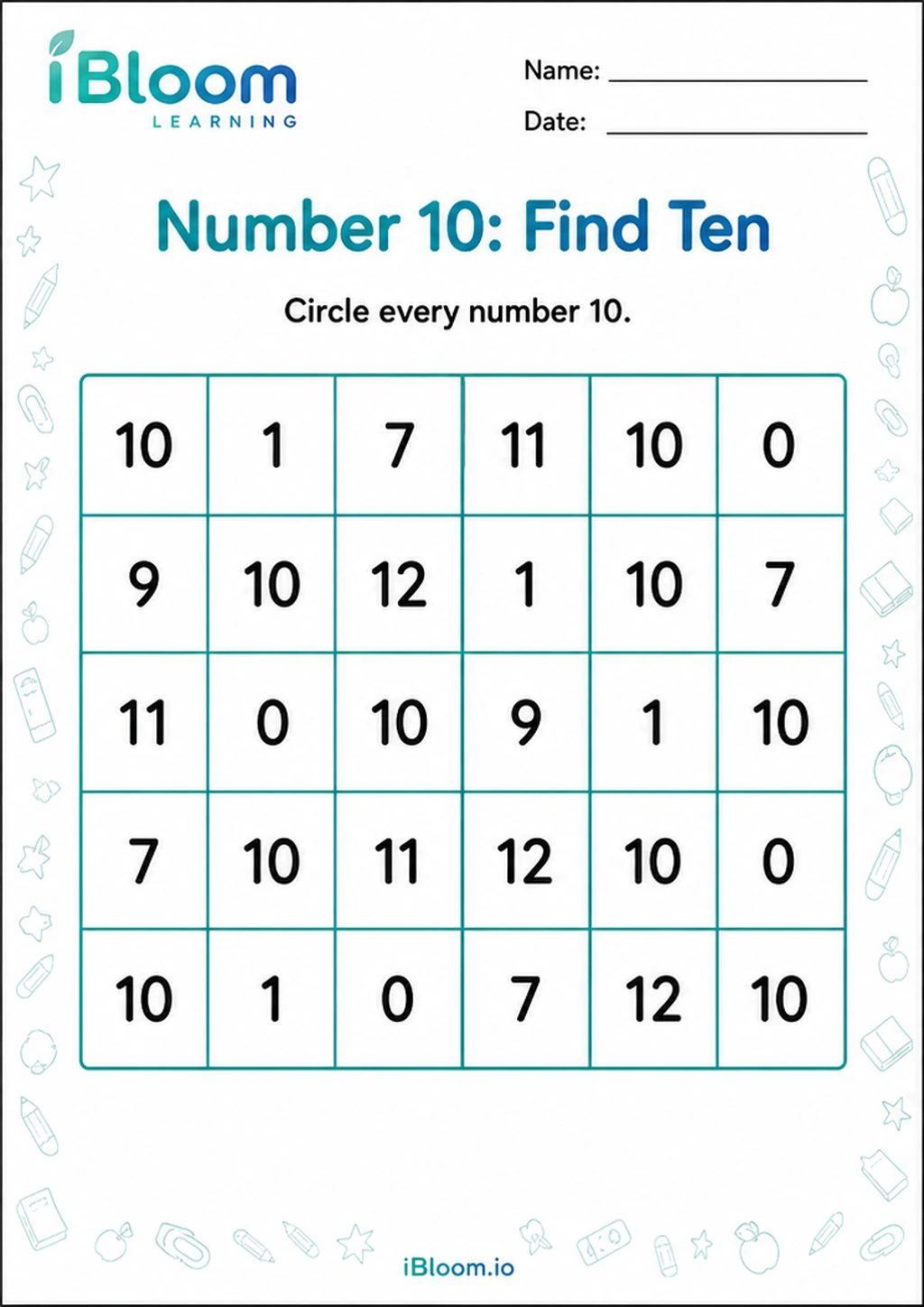 Preview page 1 of Number 10: Find Ten