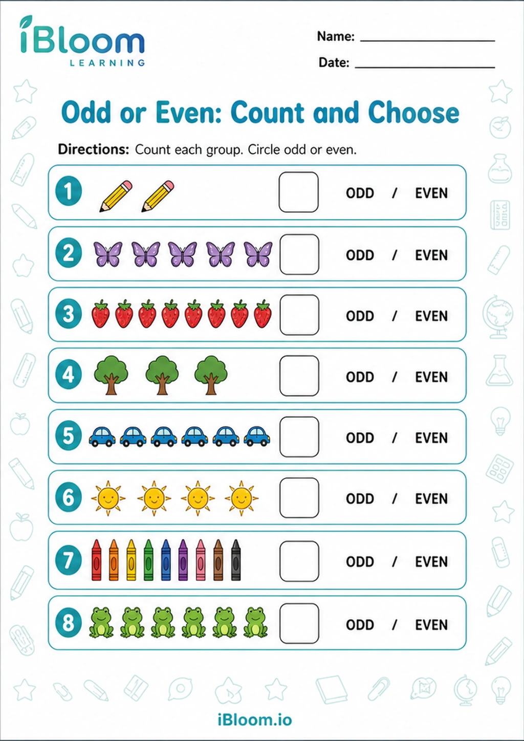 Preview of Odd or Even: Count and Choose worksheet