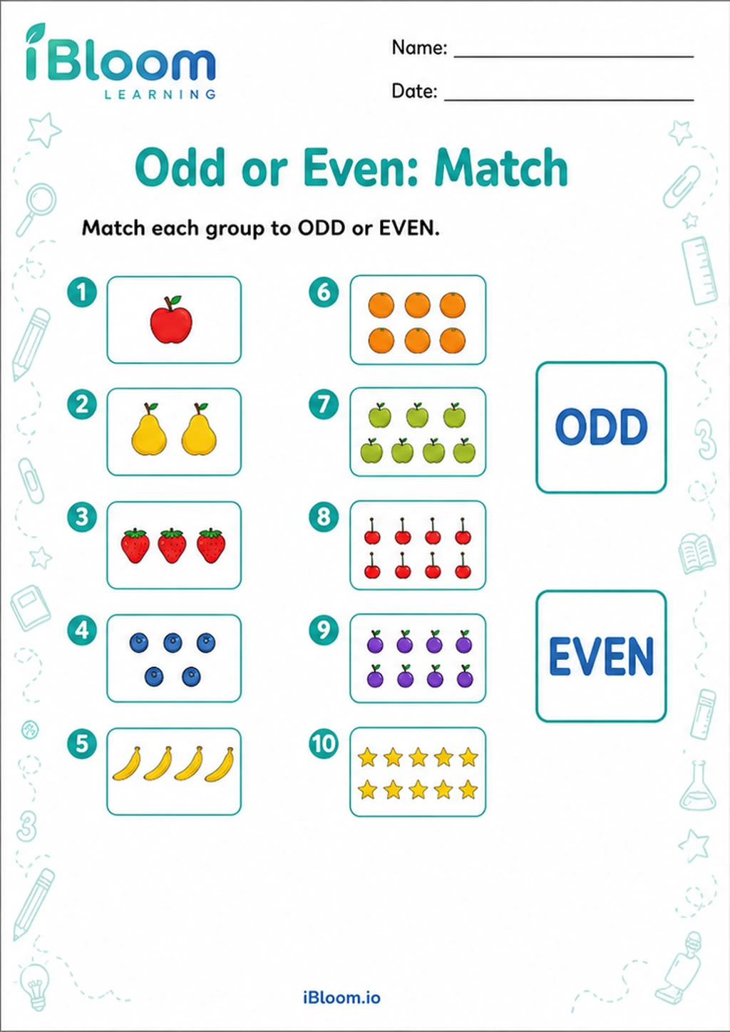 Preview page 1 of Odd or Even: Match