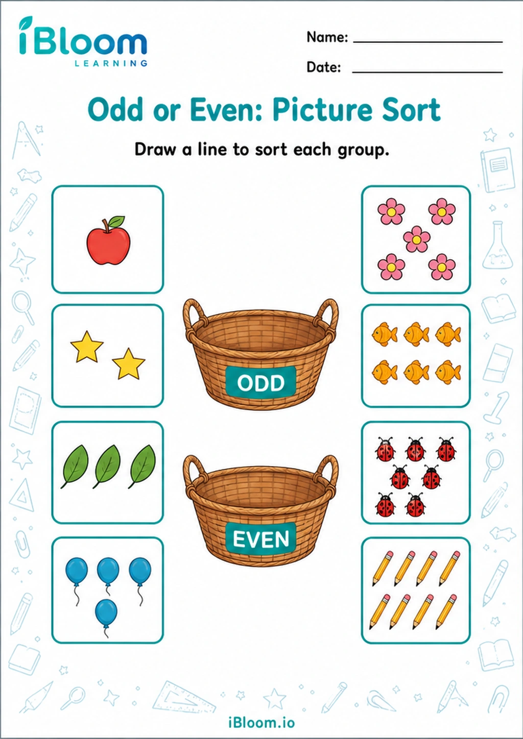 Preview of Odd or Even: Picture Sort worksheet