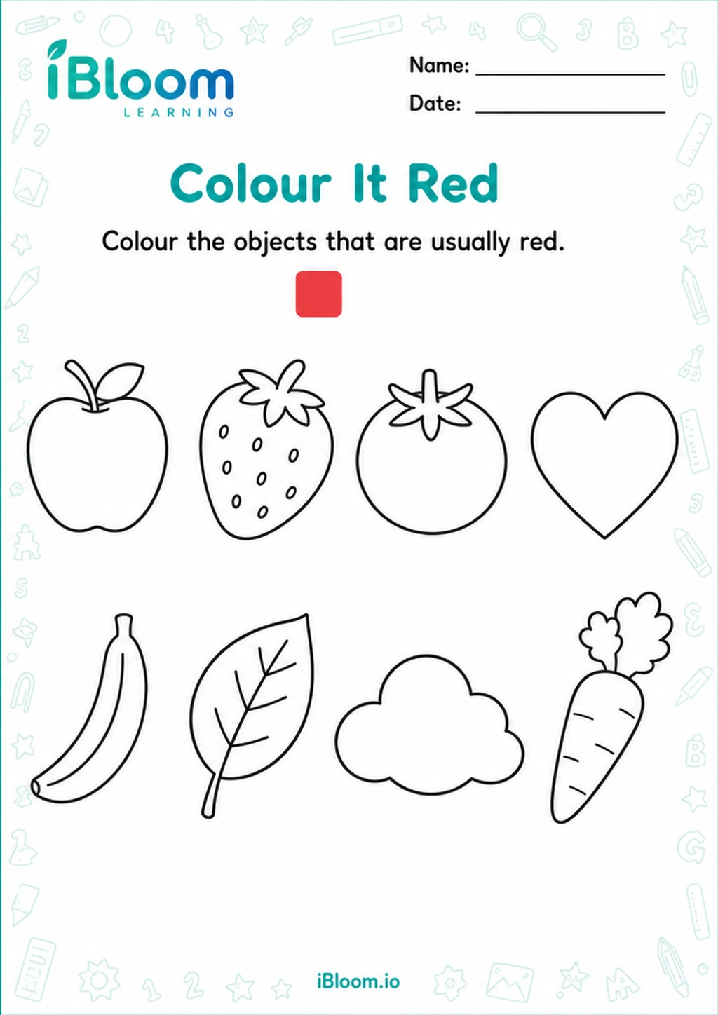 Preview of Colour It Red worksheet
