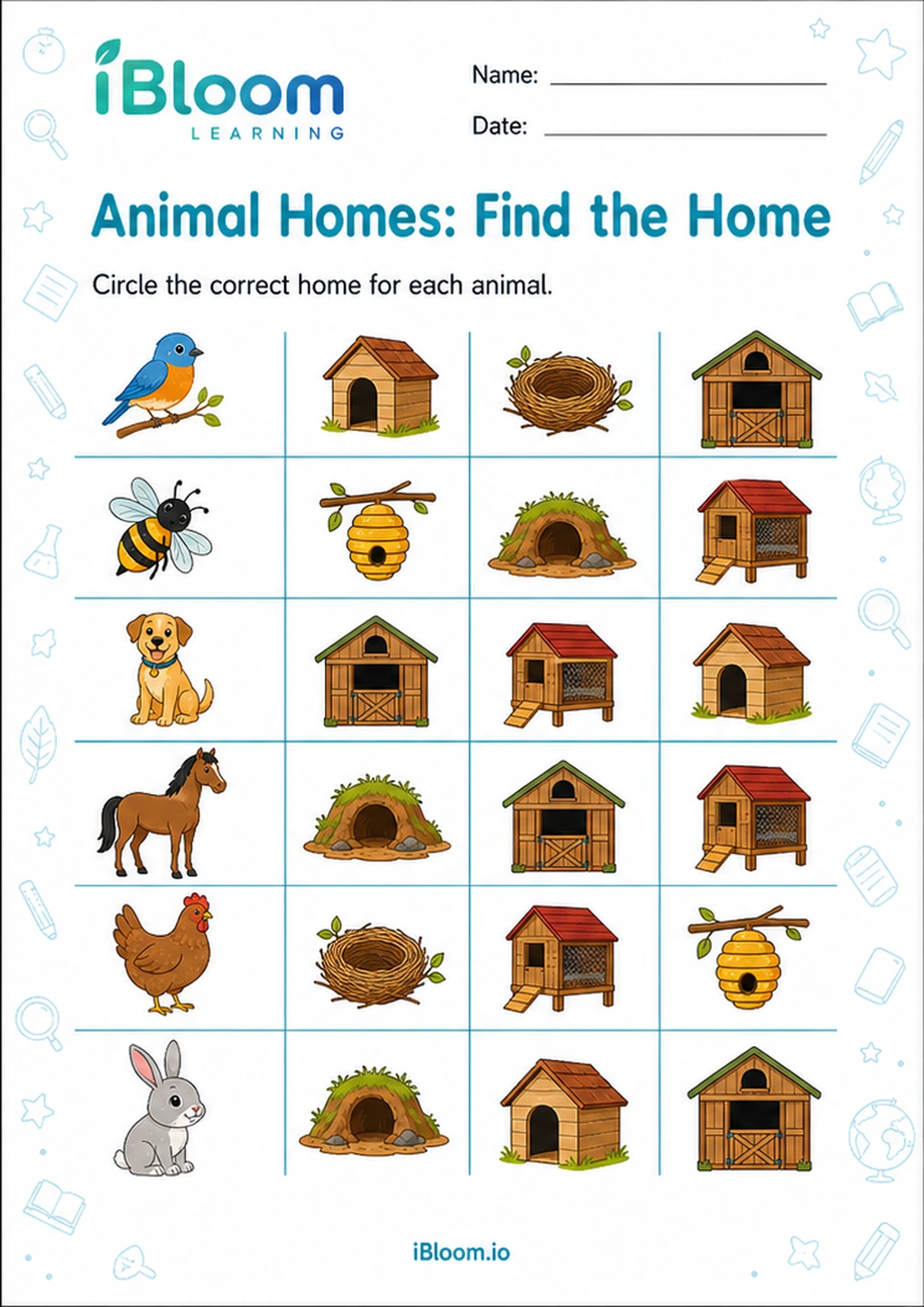 Preview page 1 of Animal Homes: Find the Home