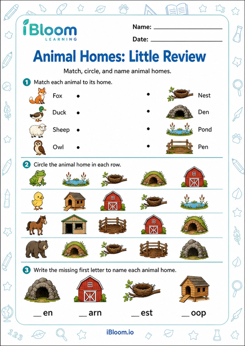 Preview page 1 of Animal Homes: Little Review