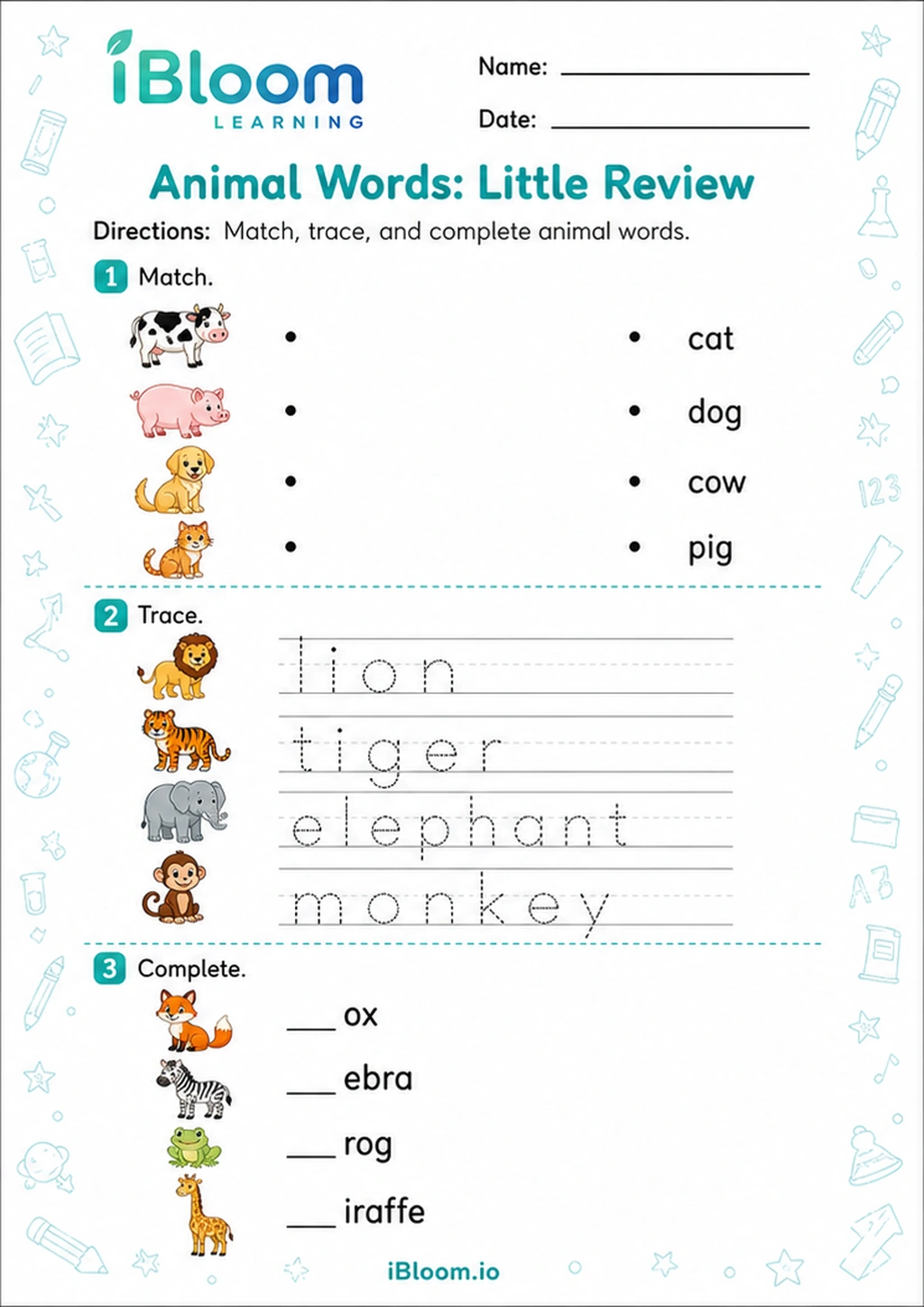 Preview page 1 of Animal Words: Little Review