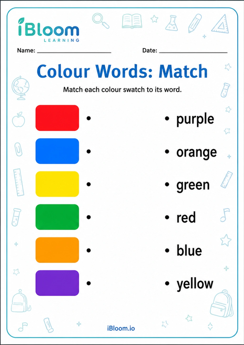 Preview page 1 of Colour Words: Match