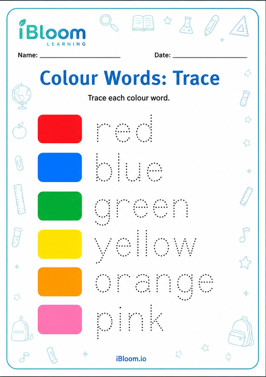 Preview page 1 of Colour Words: Trace