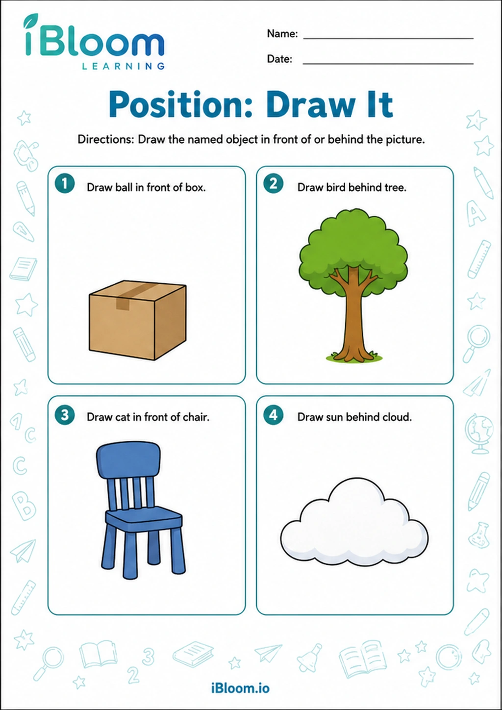 Position: Draw It printable LKG worksheet