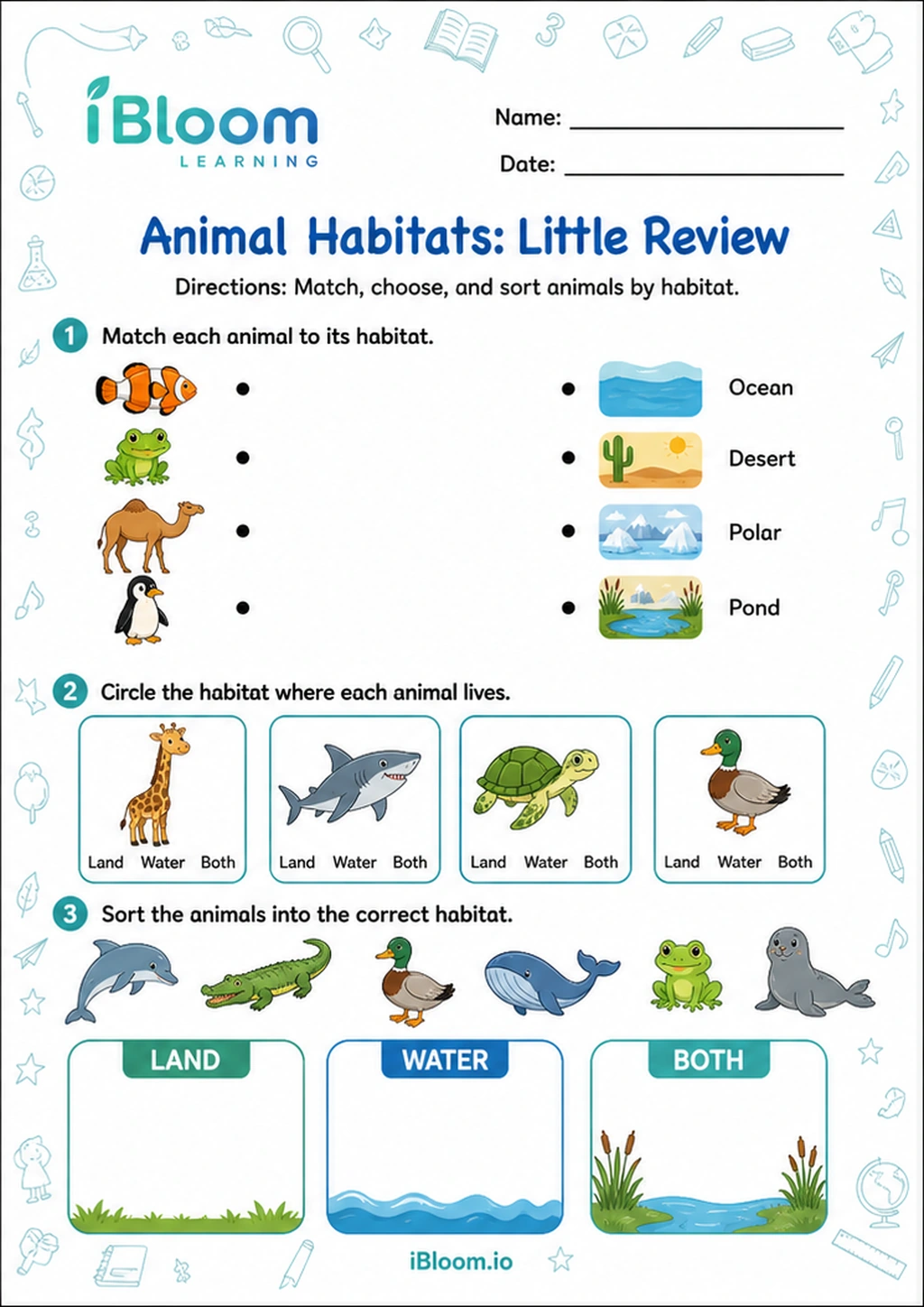Preview page 1 of Animal Habitats: Little Review