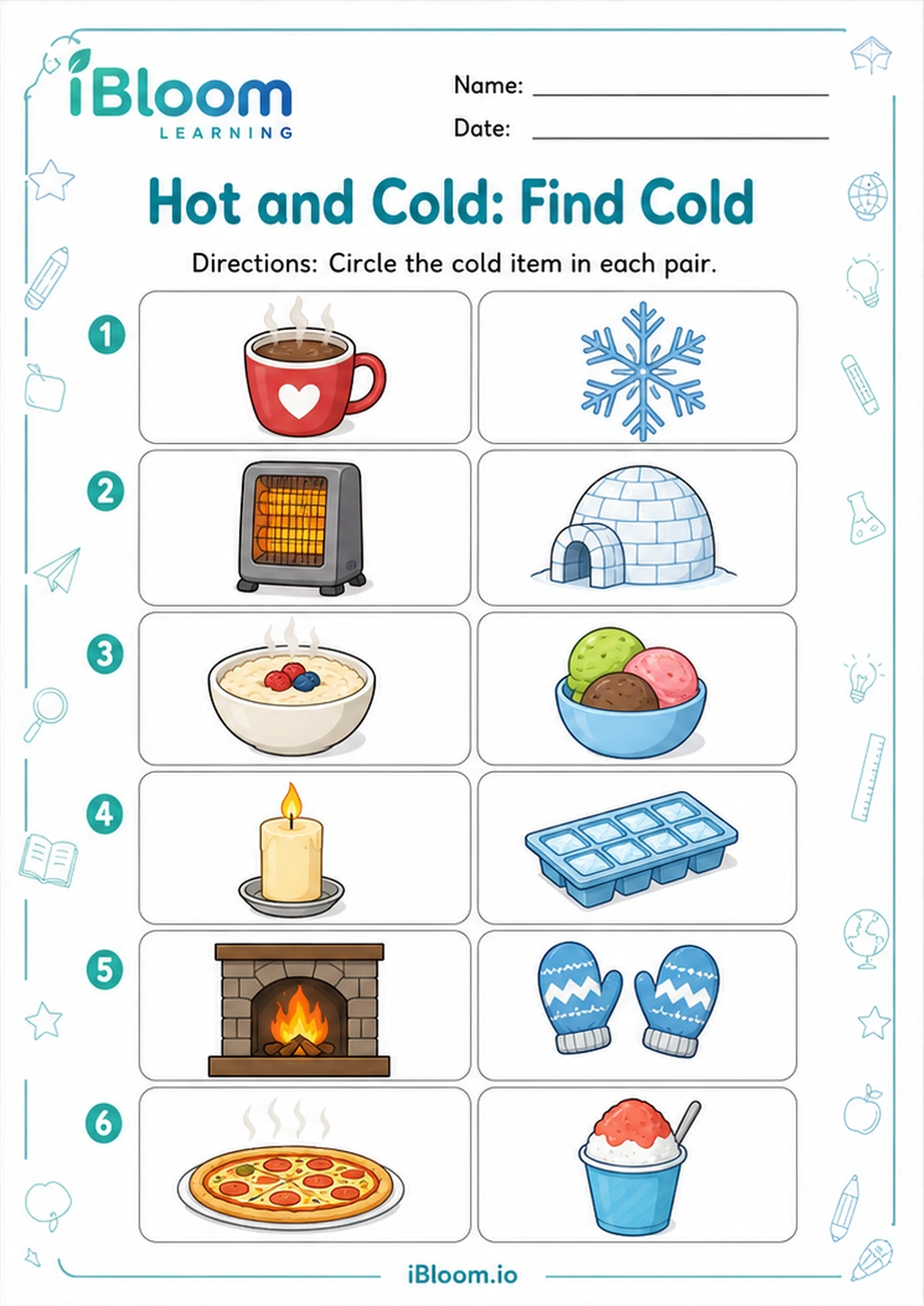 Preview of Hot and Cold: Find Cold worksheet