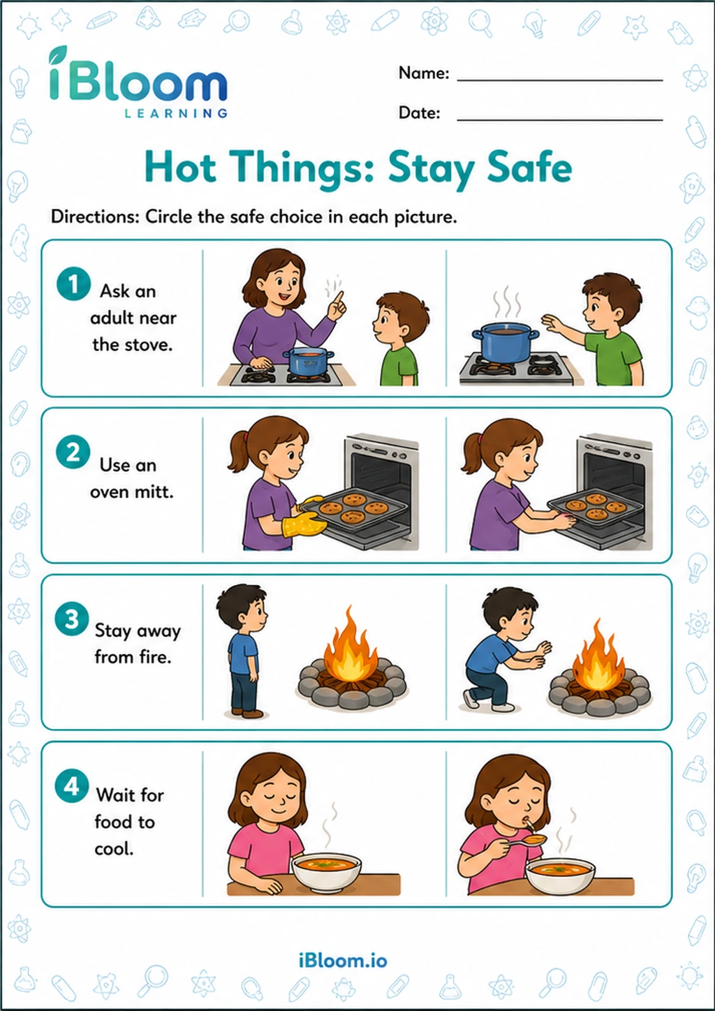 Preview of Hot Things: Stay Safe worksheet