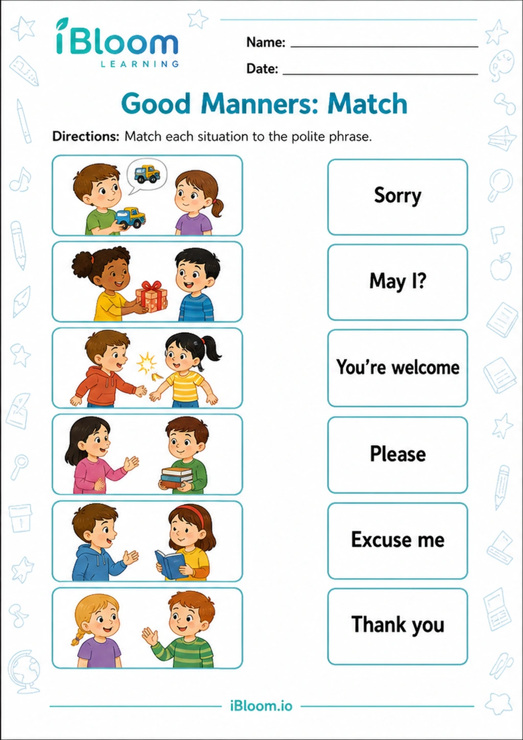 Preview page 1 of Good Manners: Match