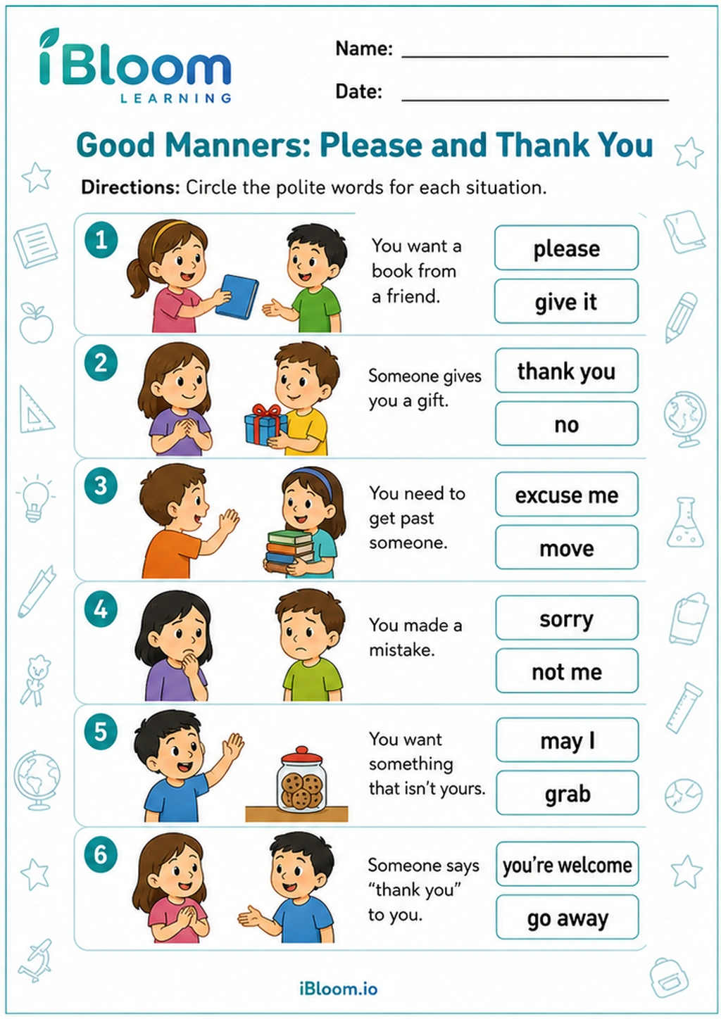 Preview of Good Manners: Please and Thank You worksheet