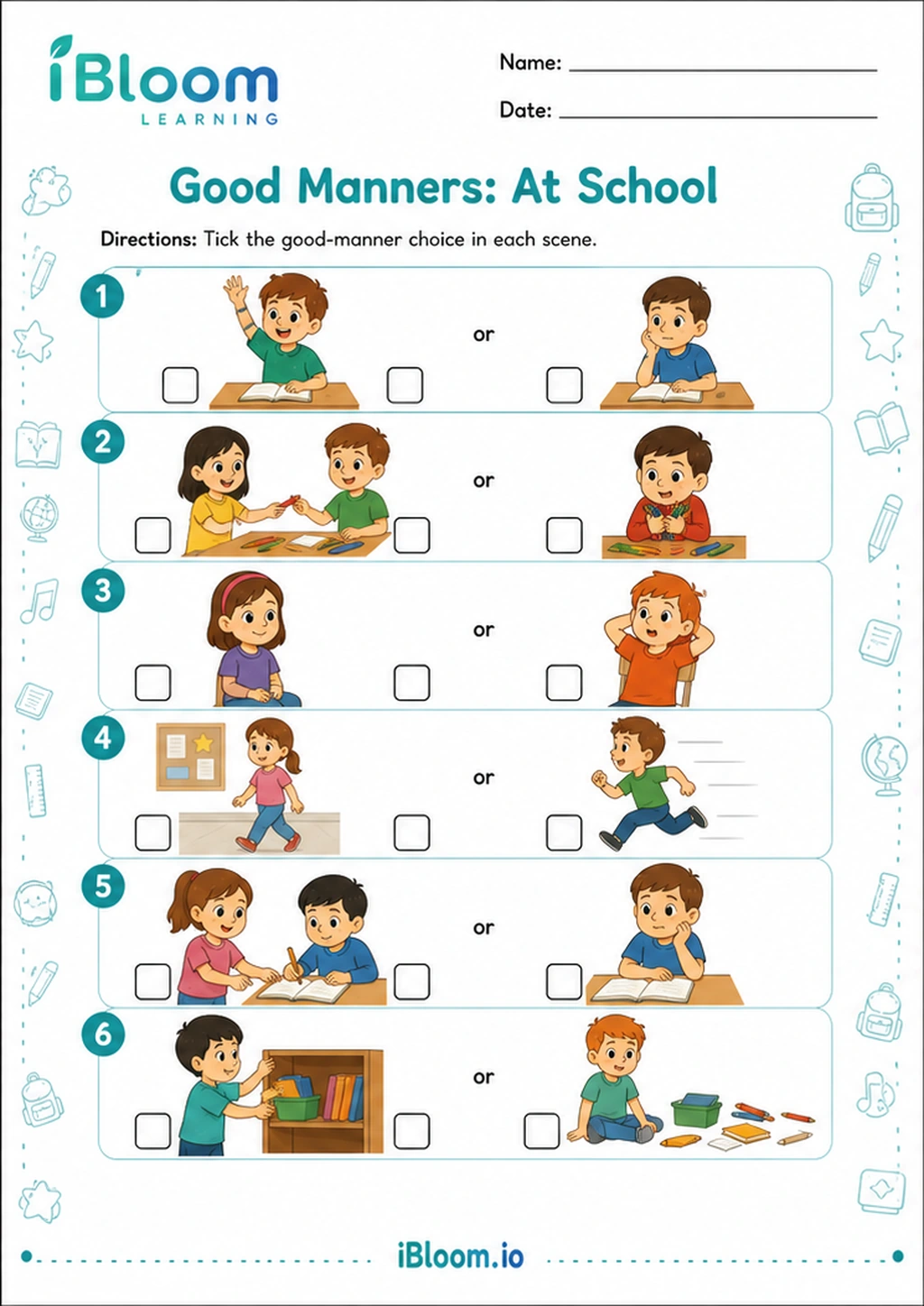 Preview of Good Manners: At School worksheet