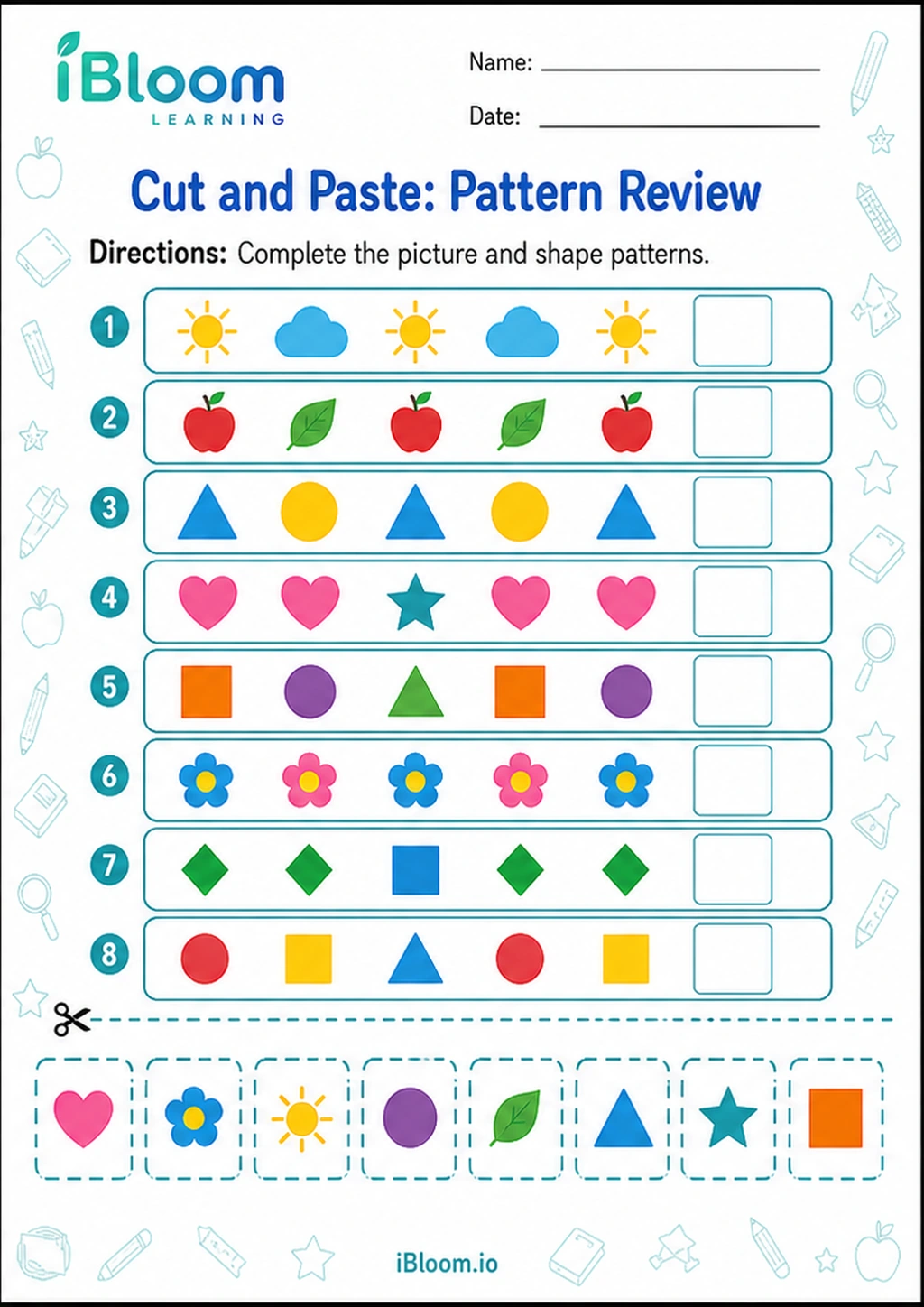 Preview of Cut and Paste: Pattern Review worksheet