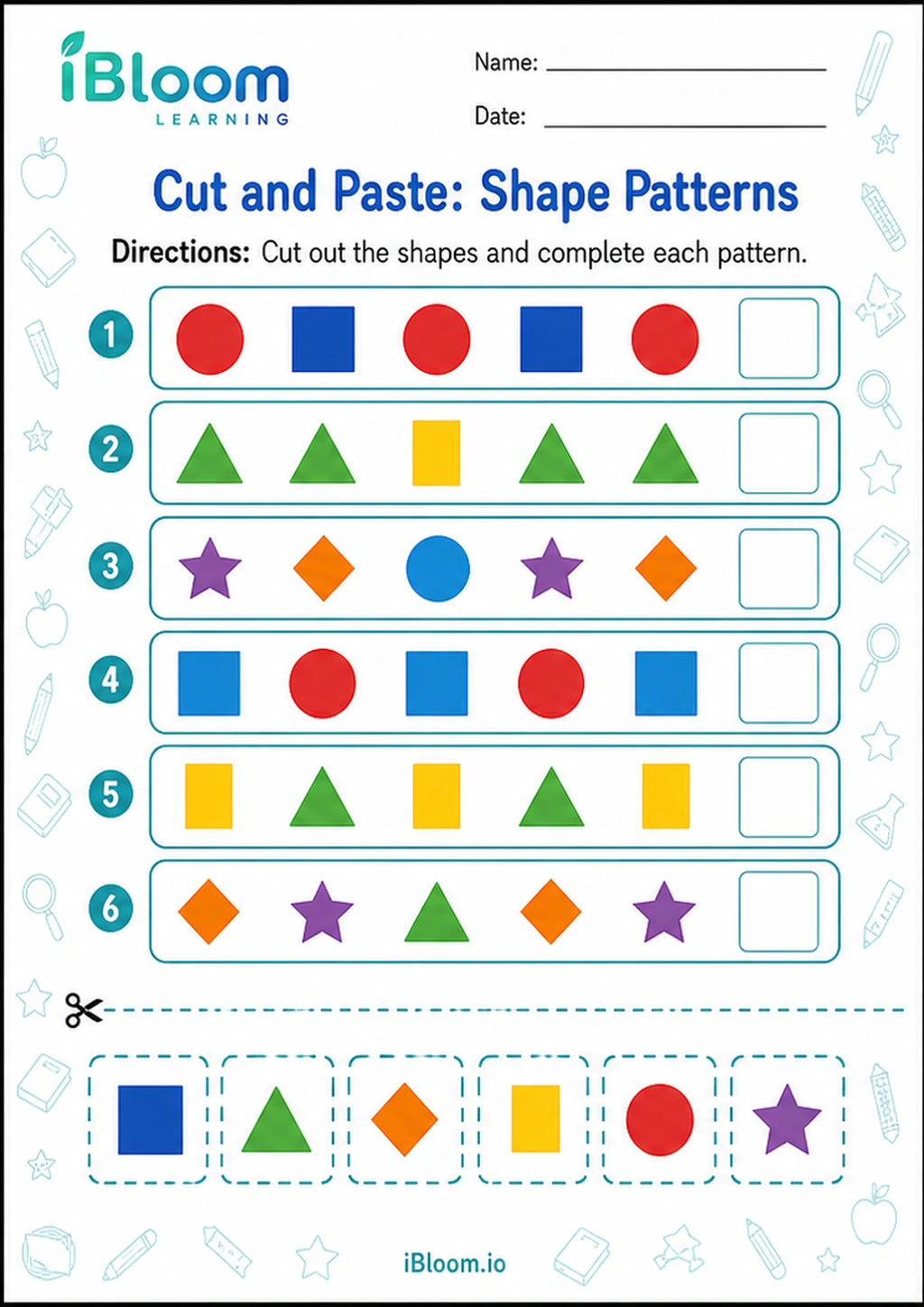 Preview of Cut and Paste: Shape Patterns worksheet