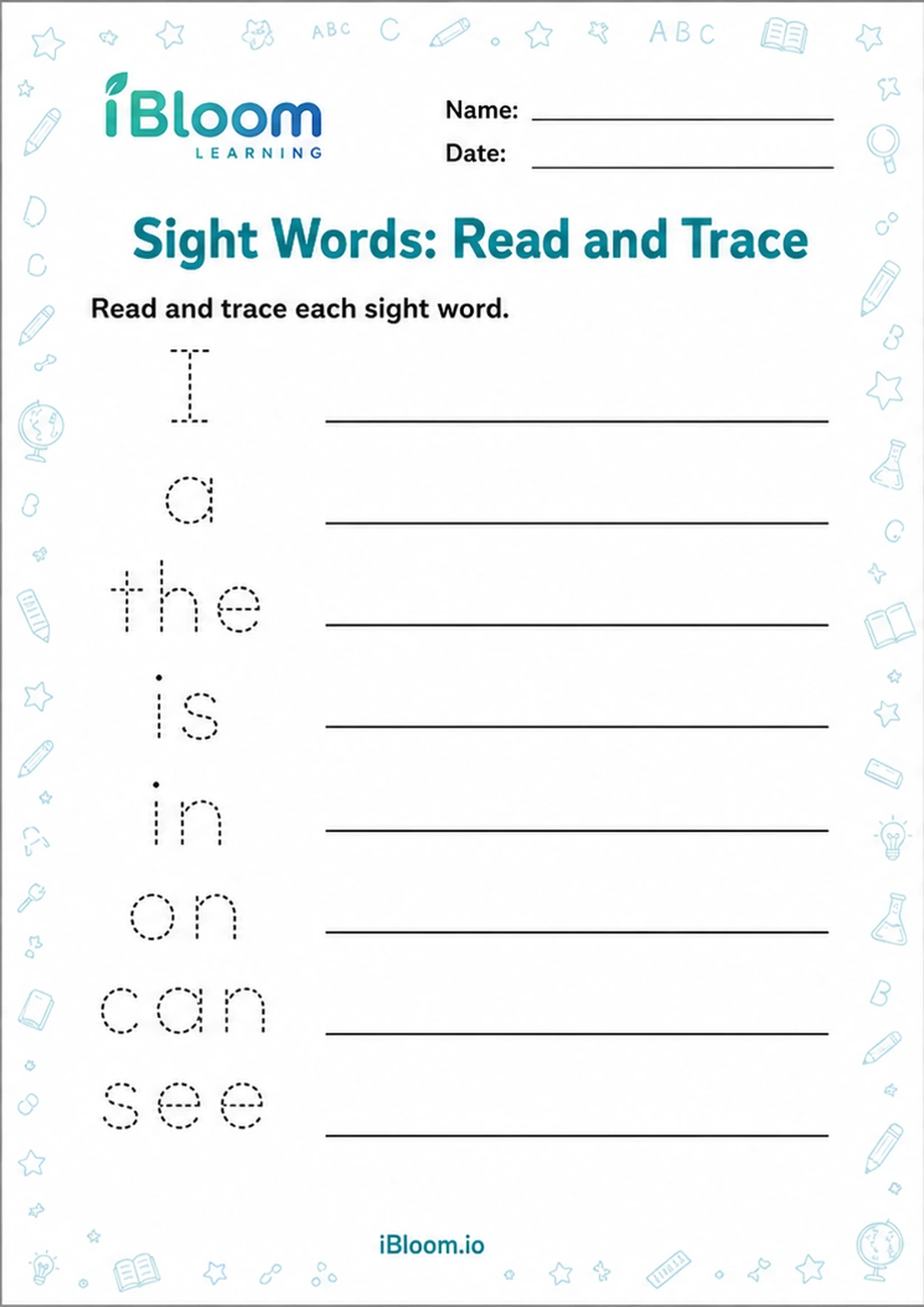 Preview page 1 of Sight Words: Read and Trace