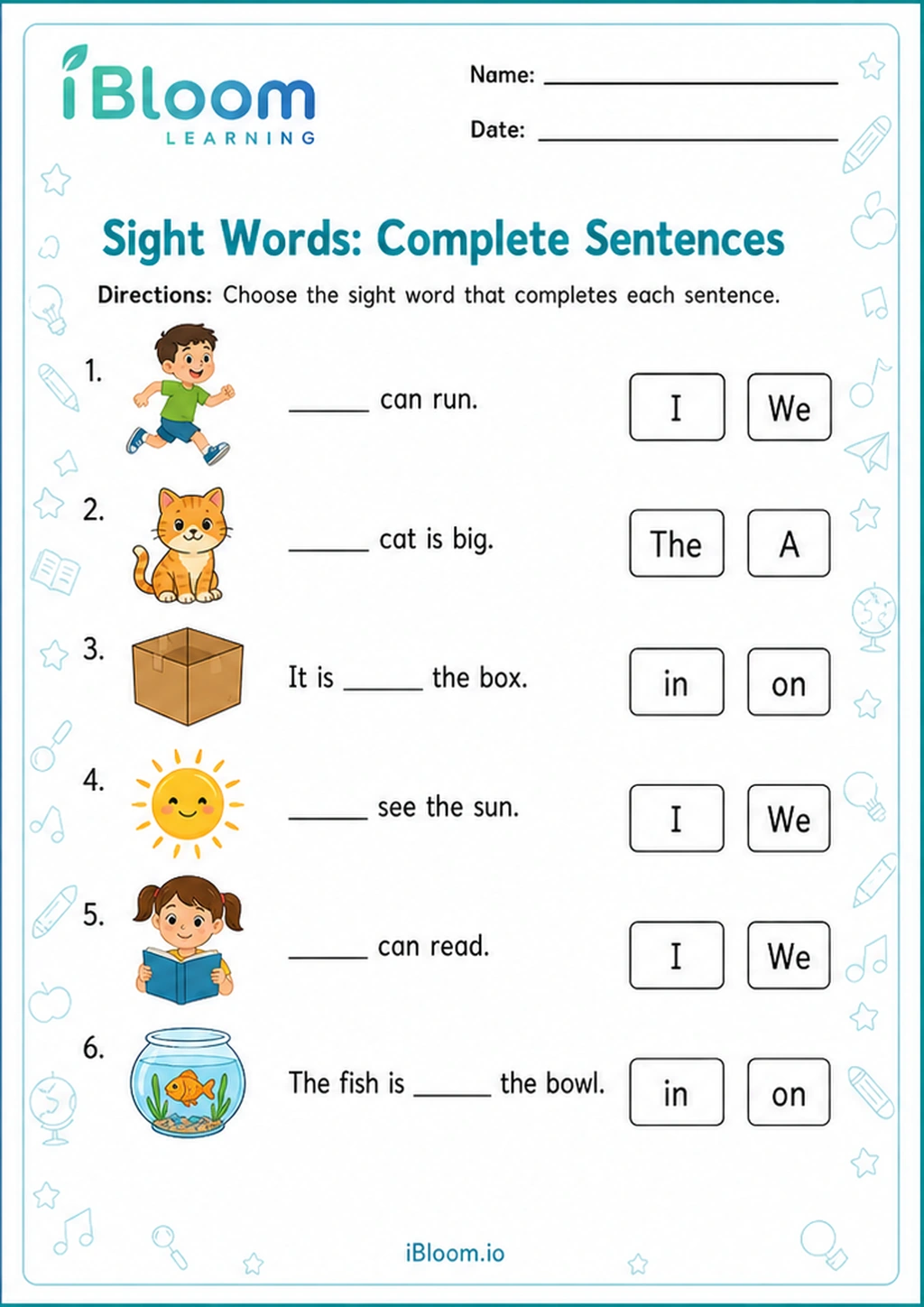 Preview of Sight Words: Complete Sentences worksheet