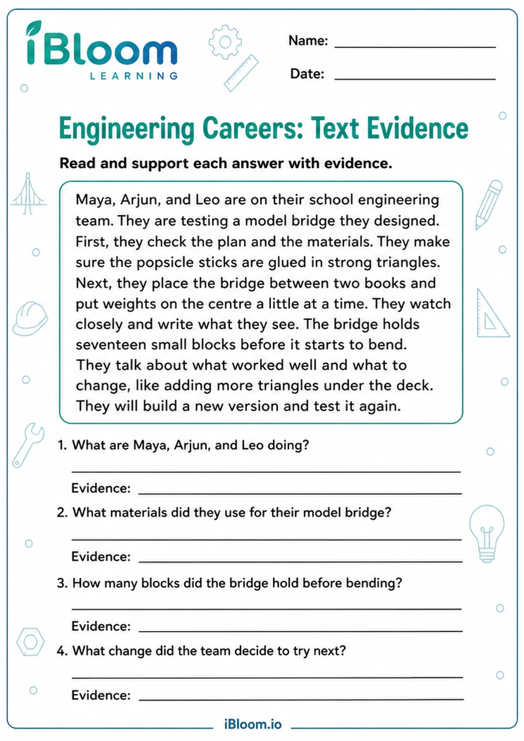Preview of Engineering Careers: Text Evidence worksheet