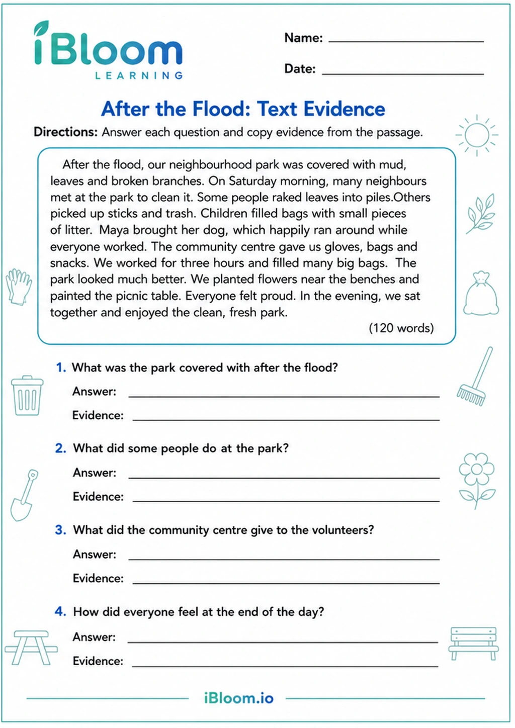 Preview of After the Flood: Text Evidence worksheet