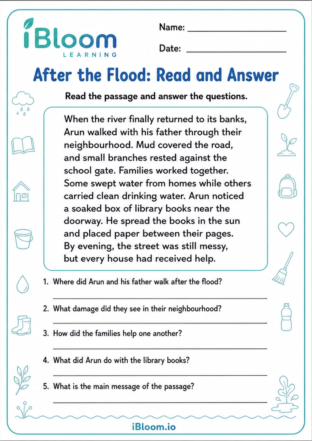 Preview page 1 of After the Flood: Read and Answer