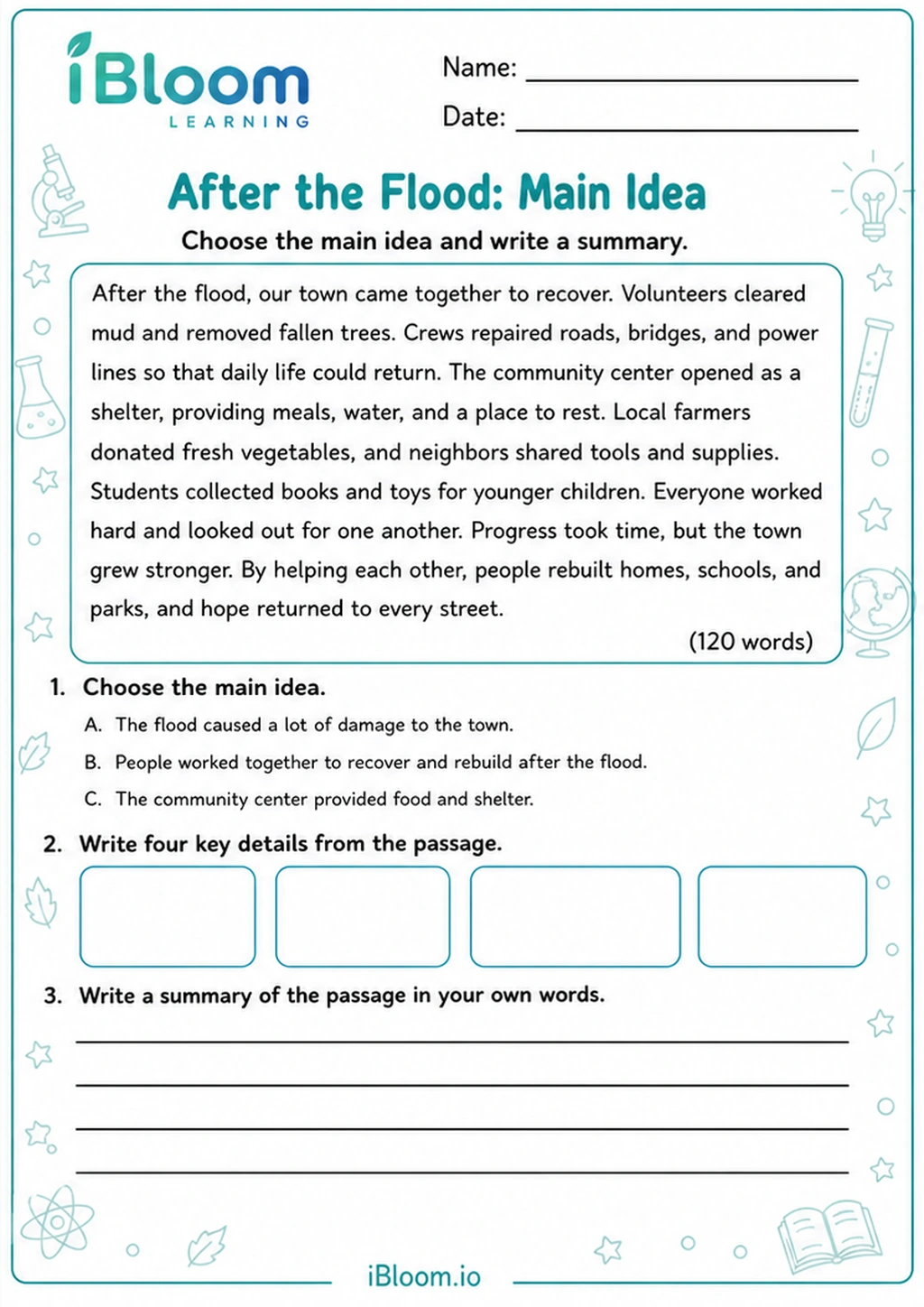 Preview page 1 of After the Flood: Main Idea