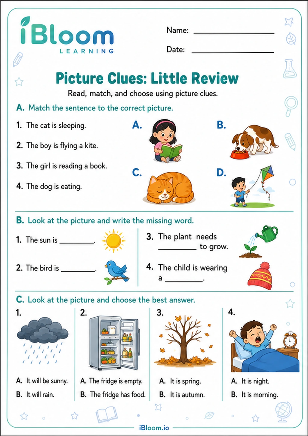 Preview of Picture Clues: Little Review worksheet