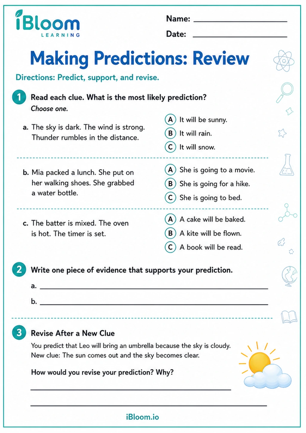 Preview of Making Predictions: Review worksheet