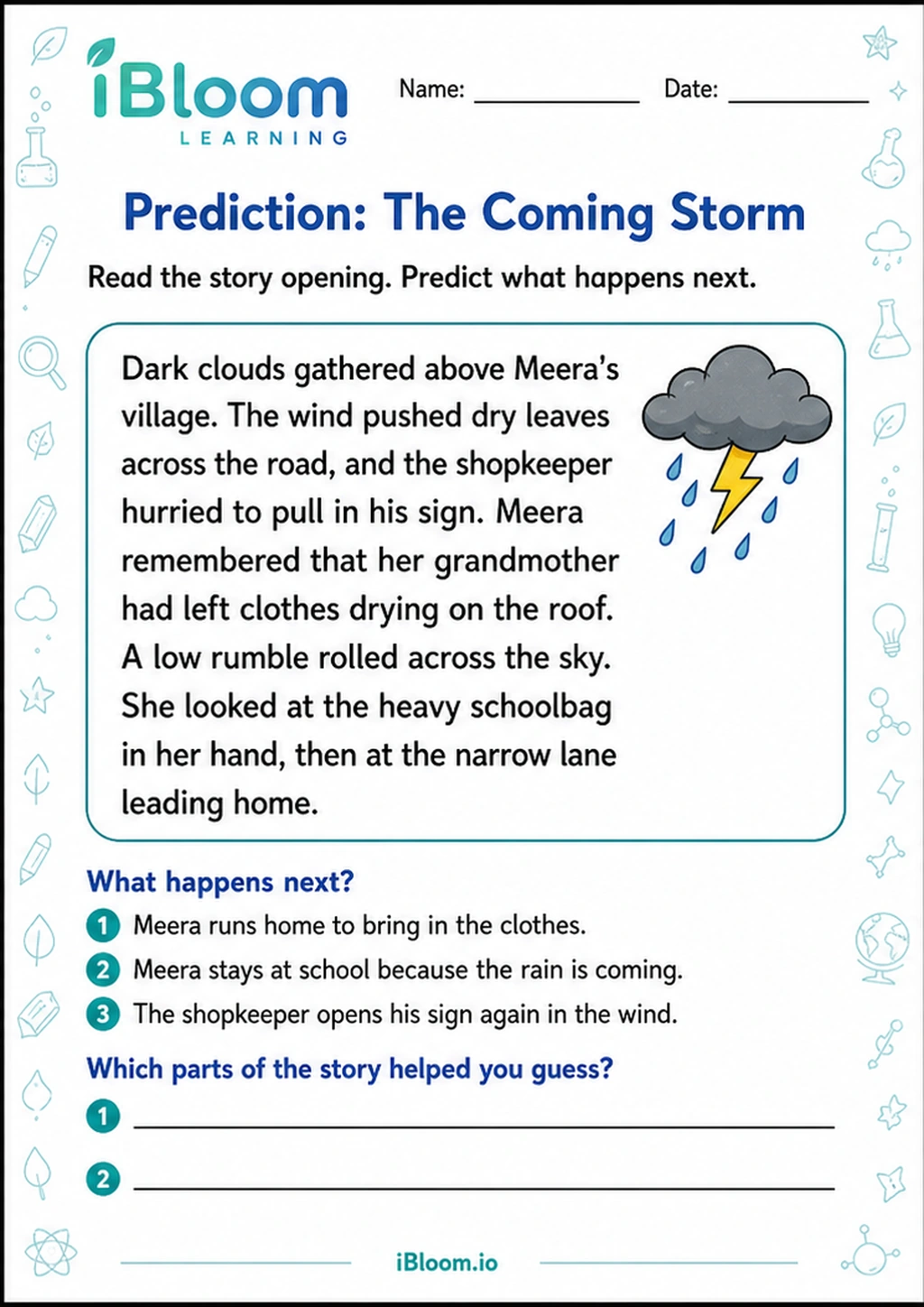 Preview of Prediction: The Coming Storm worksheet