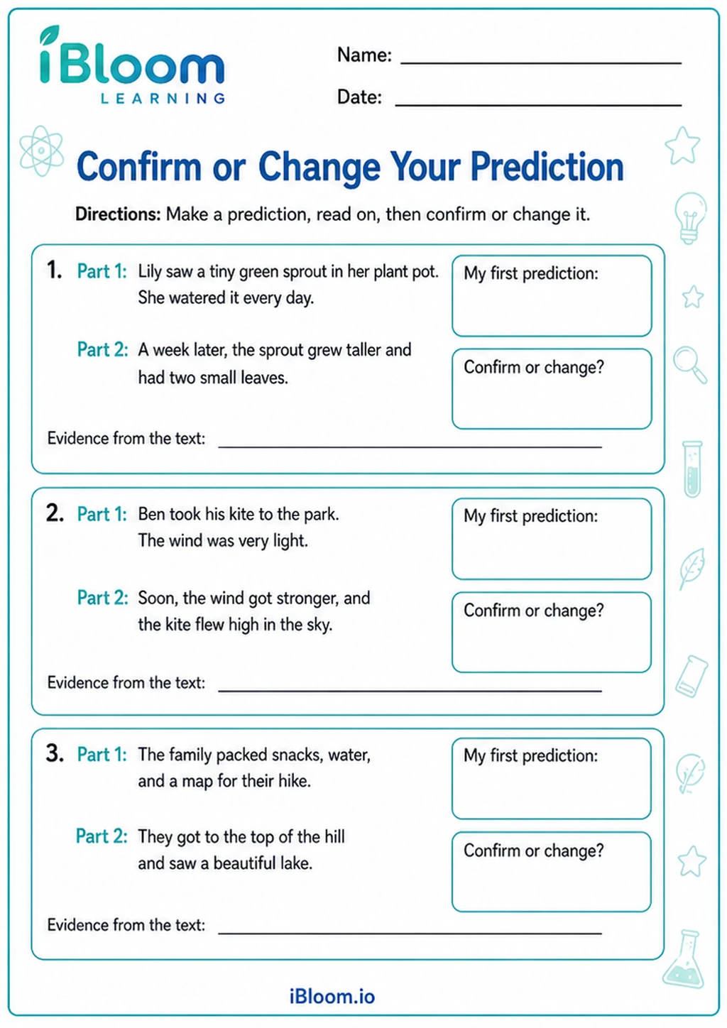 Preview of Confirm or Change Your Prediction worksheet