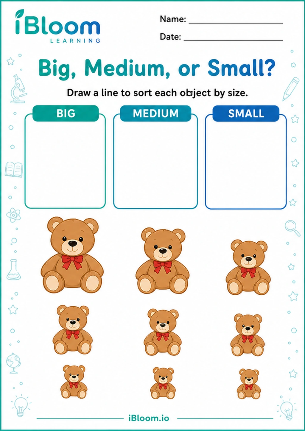 Big, Medium, or Small? printable UKG worksheet