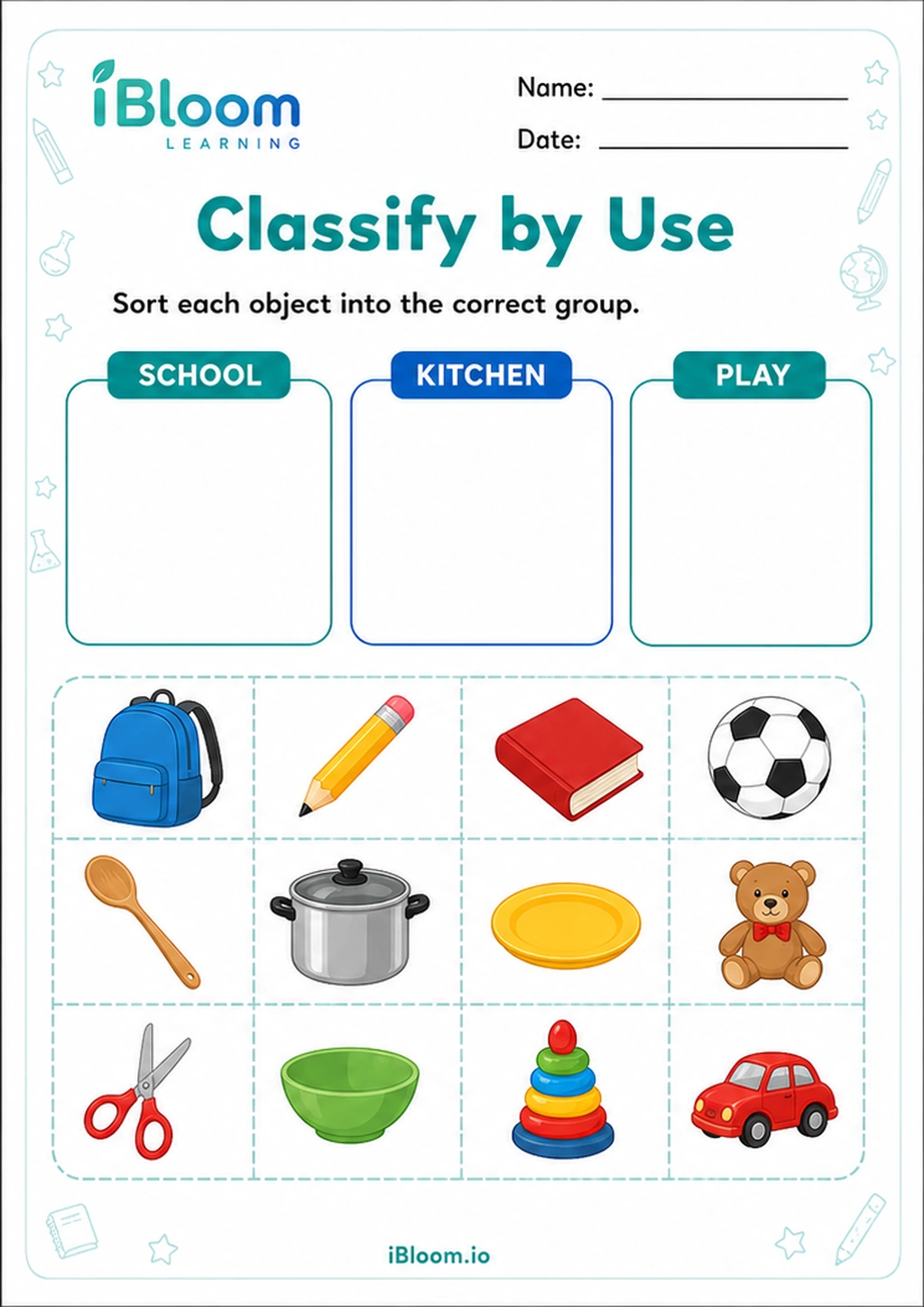 Classify by Use printable UKG worksheet