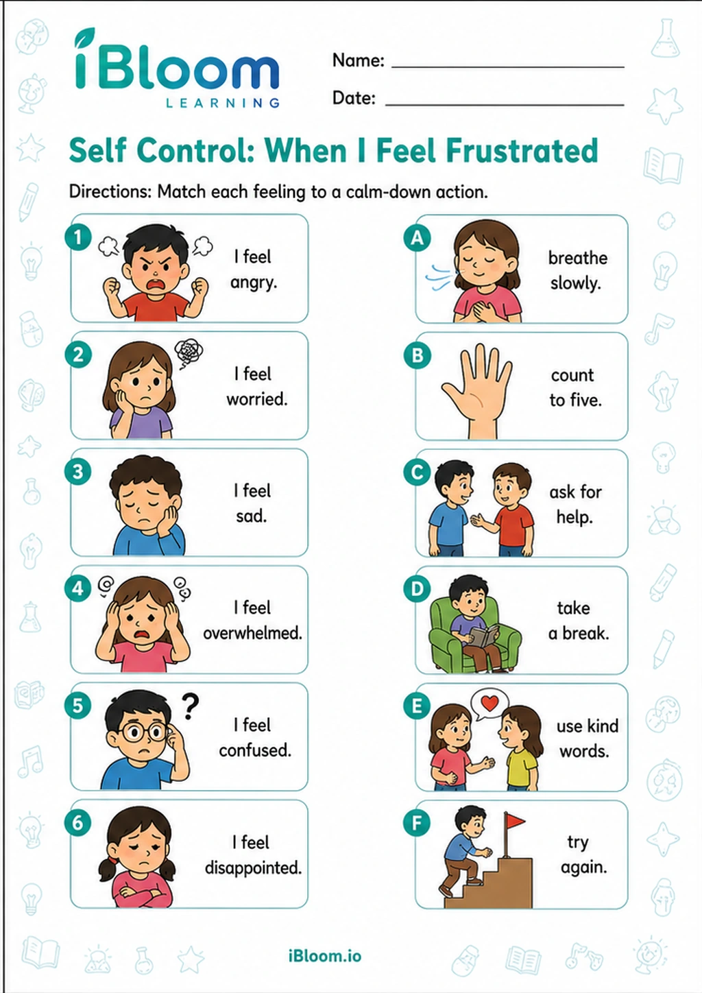 Preview page 1 of Self Control: When I Feel Frustrated