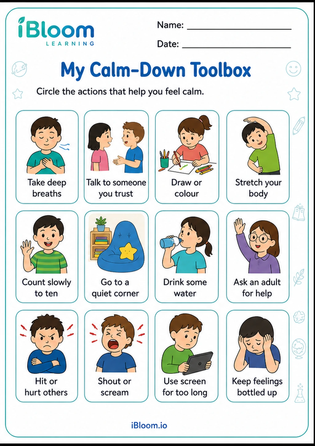 Preview page 1 of My Calm-Down Toolbox