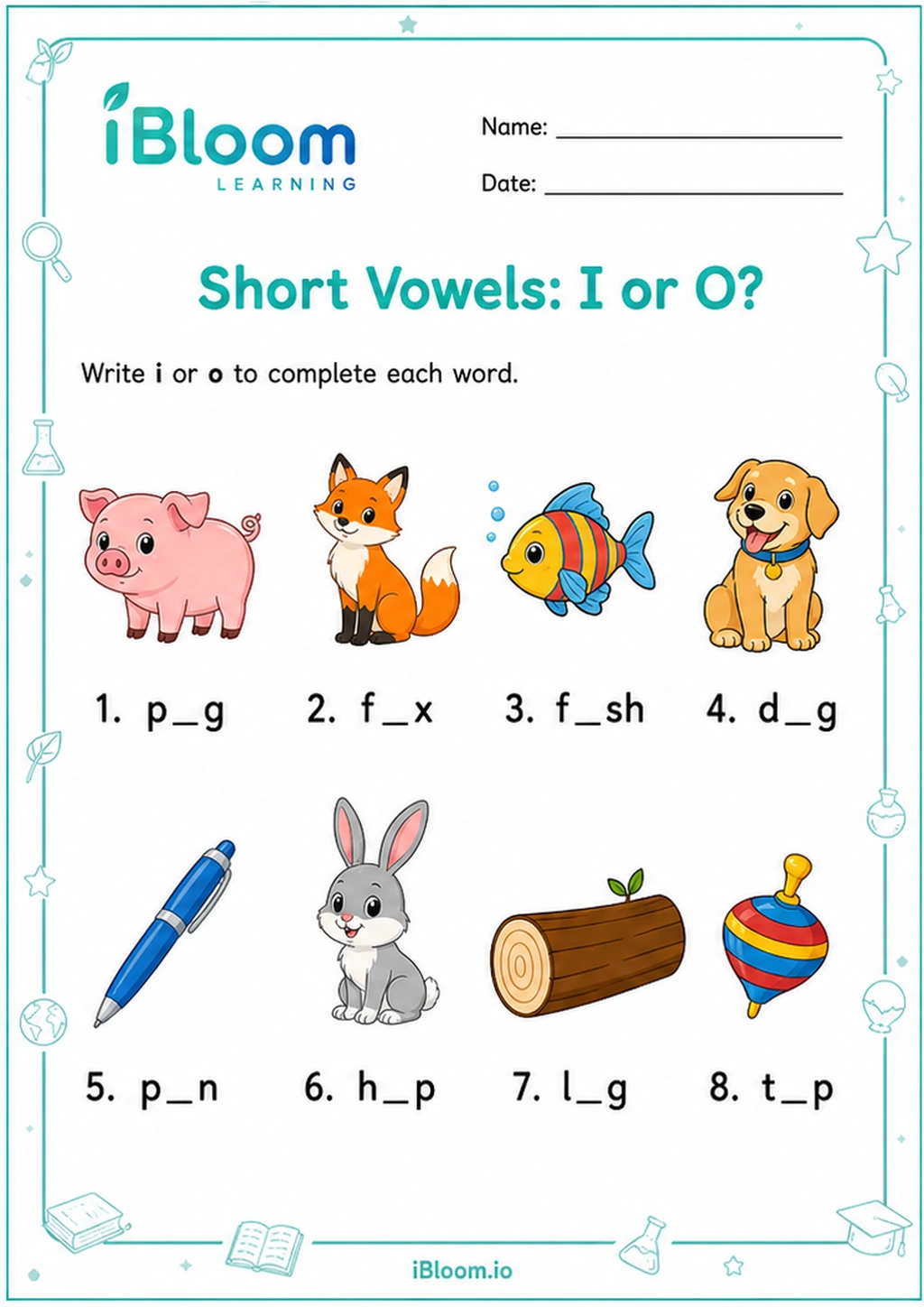 Preview of Short Vowels: I or O? worksheet