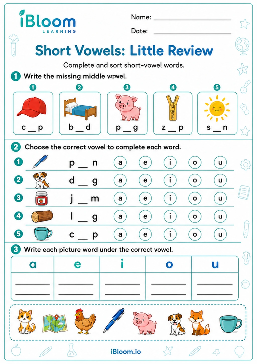 Preview of Short Vowels: Little Review worksheet