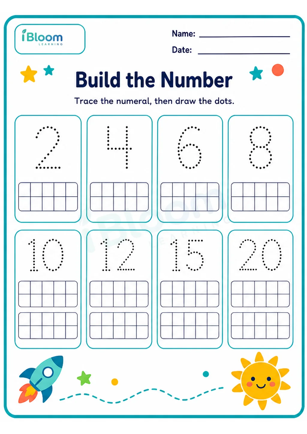 Preview page 1 of Build the Number UKG Mathematics Worksheet