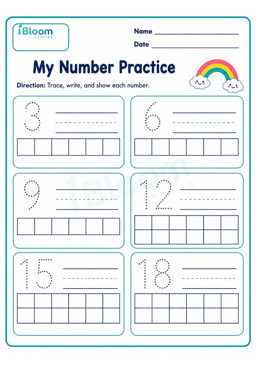 My Number Practice UKG Mathematics Worksheet printable UKG Mathematics worksheet preview