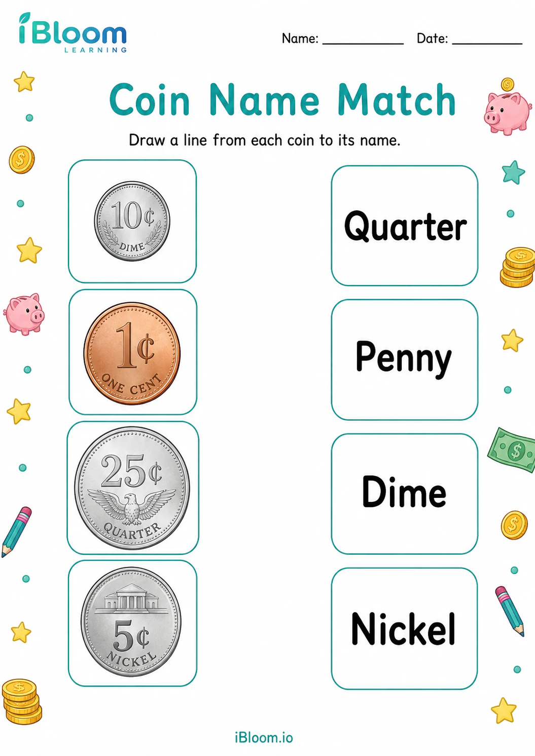 Preview page 1 of Coin Name Match