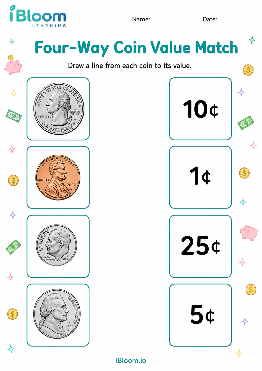Preview page 1 of Four-Way Coin Value Match