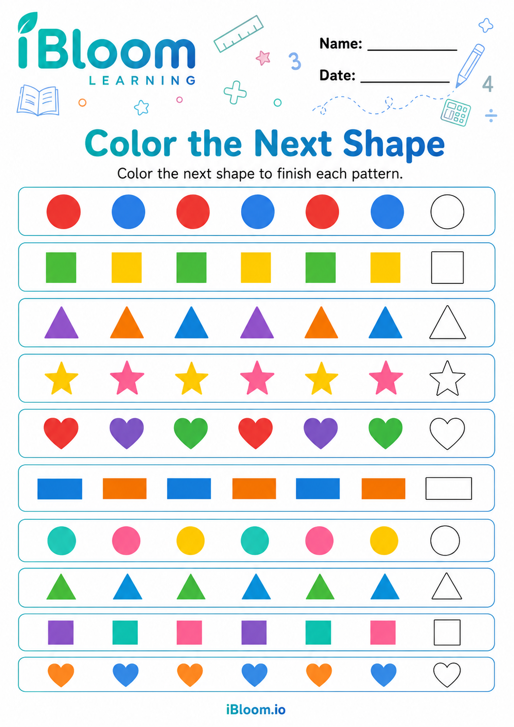 Preview page 1 of Color the Next Shape